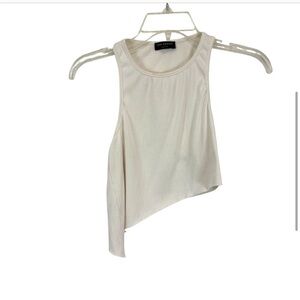 Naked Wardrobe Knot Right Now Tank Top White Ribbed Cropped S